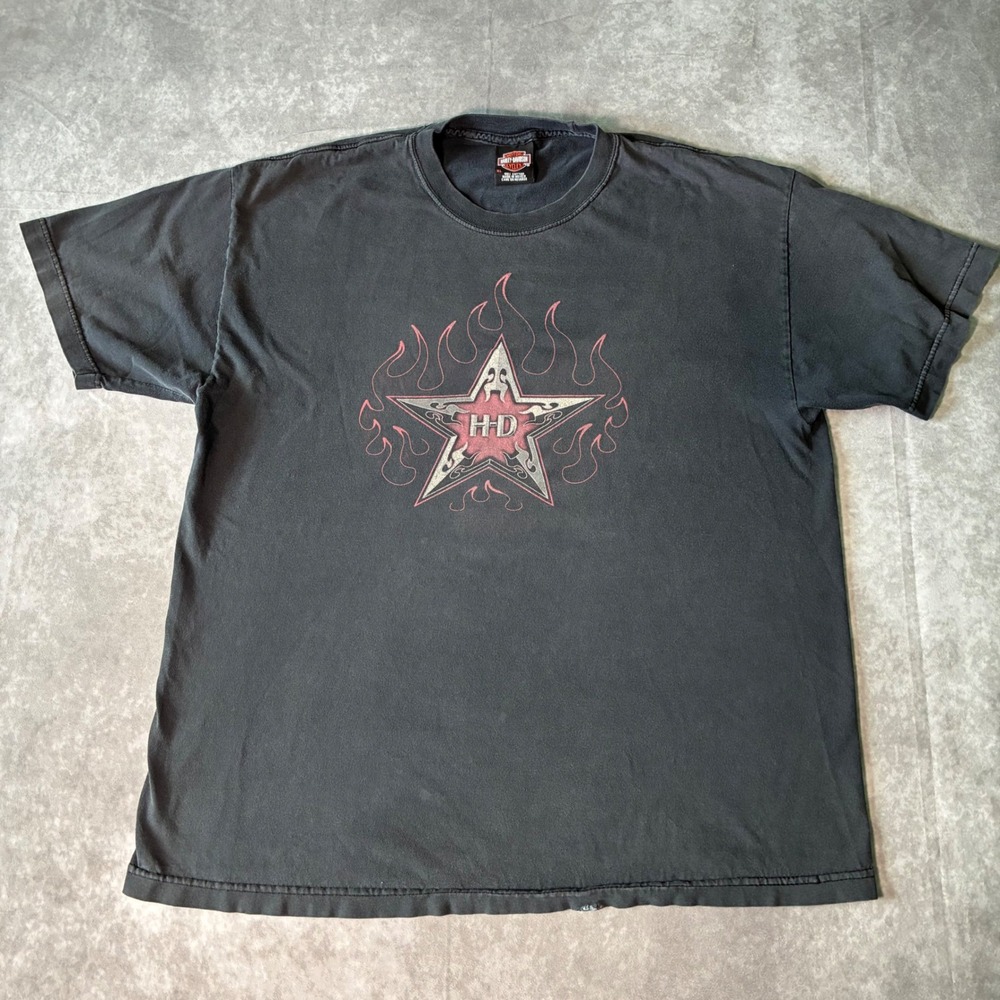 Vintage Harley-Davidson Las Vegas Nevada Flaming Star T-Shirt XL Faded Black